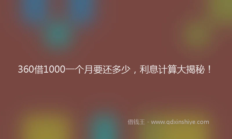360借1000一个月要还多少，利息计算大揭秘！