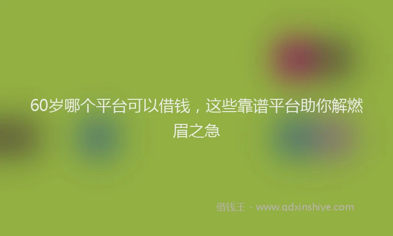 60岁哪个平台可以借钱，这些靠谱平台助你解燃眉之急