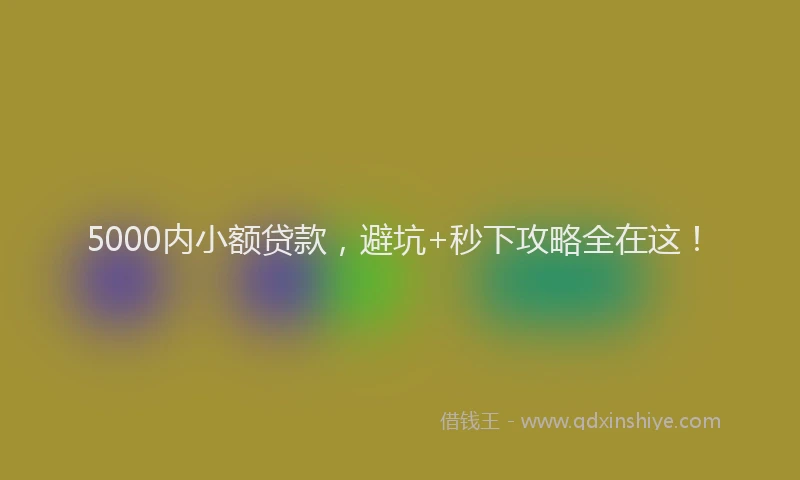 5000内小额贷款，避坑+秒下攻略全在这！