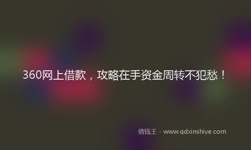 360网上借款，攻略在手资金周转不犯愁！
