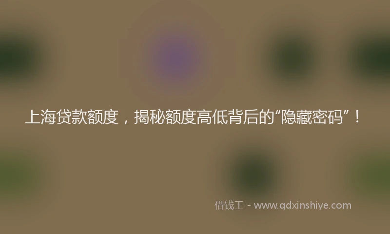 上海贷款额度，揭秘额度高低背后的“隐藏密码”！