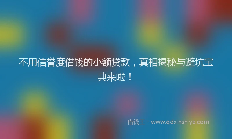 不用信誉度借钱的小额贷款，真相揭秘与避坑宝典来啦！