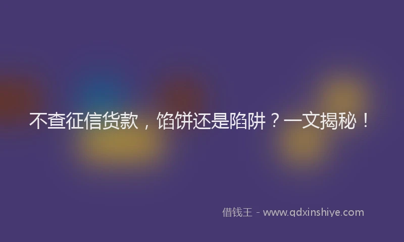 不查征信货款，馅饼还是陷阱？一文揭秘！