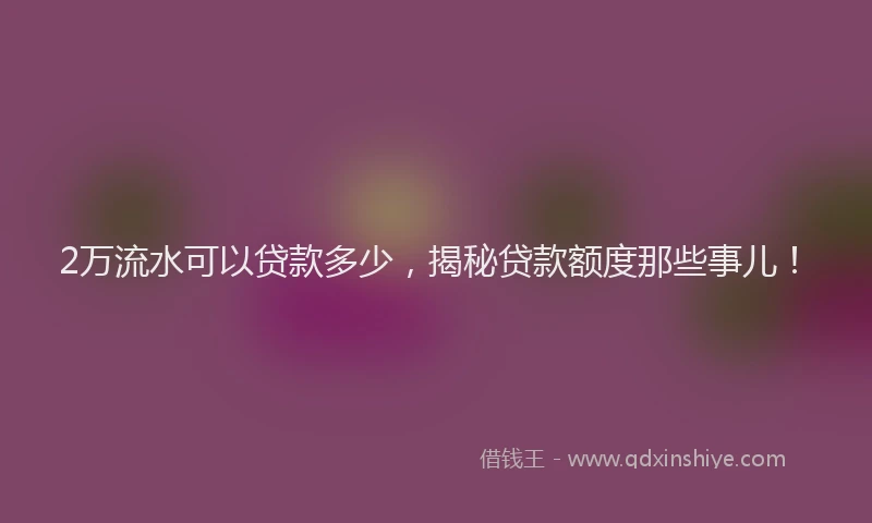2万流水可以贷款多少，揭秘贷款额度那些事儿！