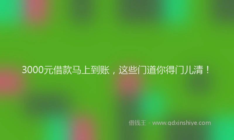 3000元借款马上到账，这些门道你得门儿清！