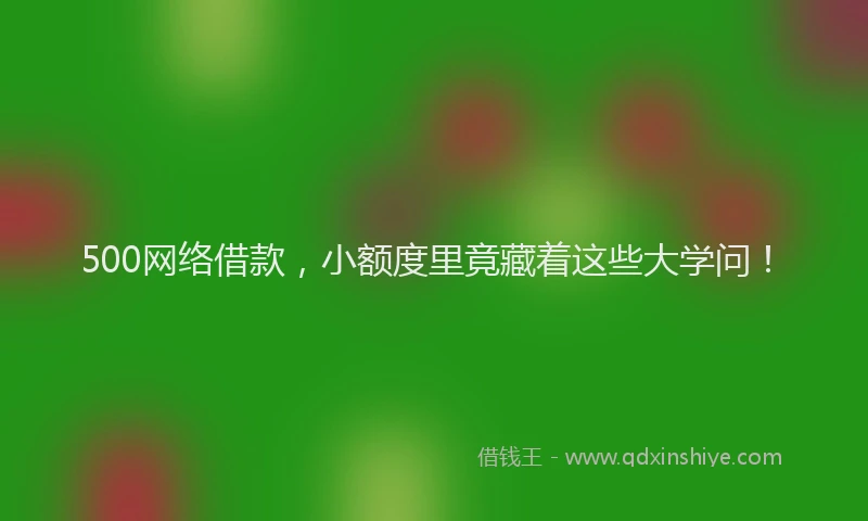 500网络借款，小额度里竟藏着这些大学问！