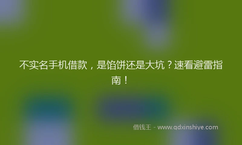 不实名手机借款，是馅饼还是大坑？速看避雷指南！