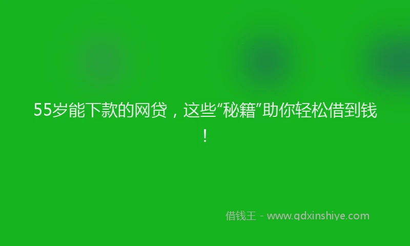 55岁能下款的网贷，这些“秘籍”助你轻松借到钱！