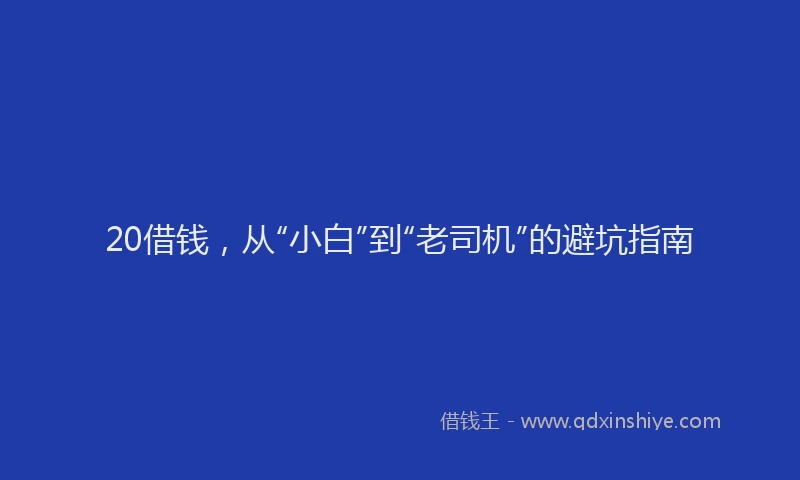 20借钱，从“小白”到“老司机”的避坑指南
