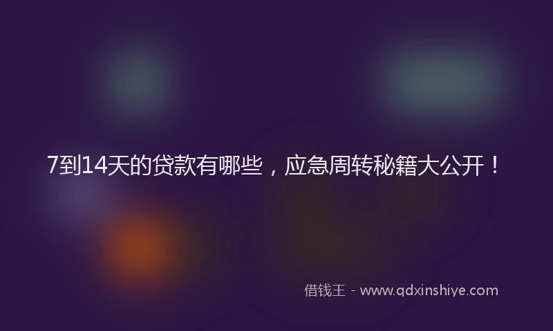 7到14天的贷款有哪些，应急周转秘籍大公开！