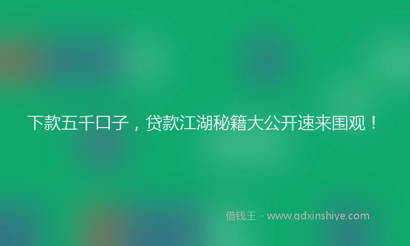 下款五千口子，贷款江湖秘籍大公开速来围观！