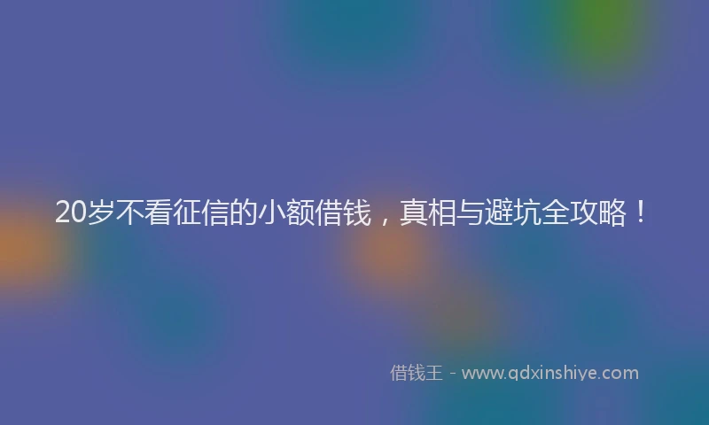 20岁不看征信的小额借钱，真相与避坑全攻略！
