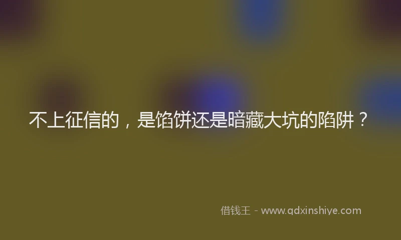不上征信的，是馅饼还是暗藏大坑的陷阱？