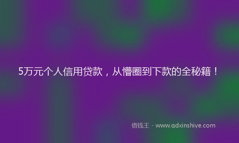 5万元个人信用贷款，从懵圈到下款的全秘籍！