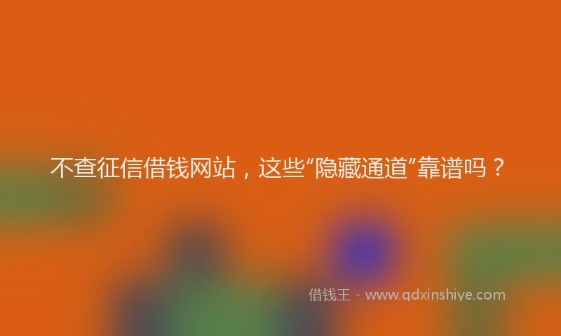 不查征信借钱网站，这些“隐藏通道”靠谱吗？