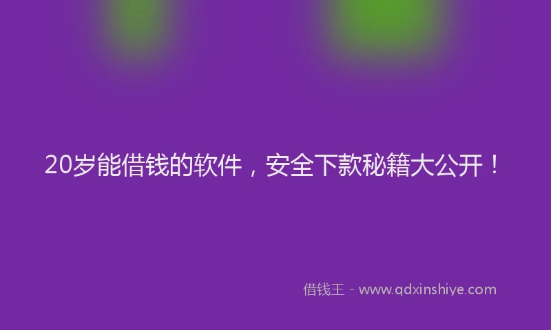 20岁能借钱的软件，安全下款秘籍大公开！