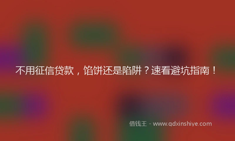 不用征信贷款，馅饼还是陷阱？速看避坑指南！