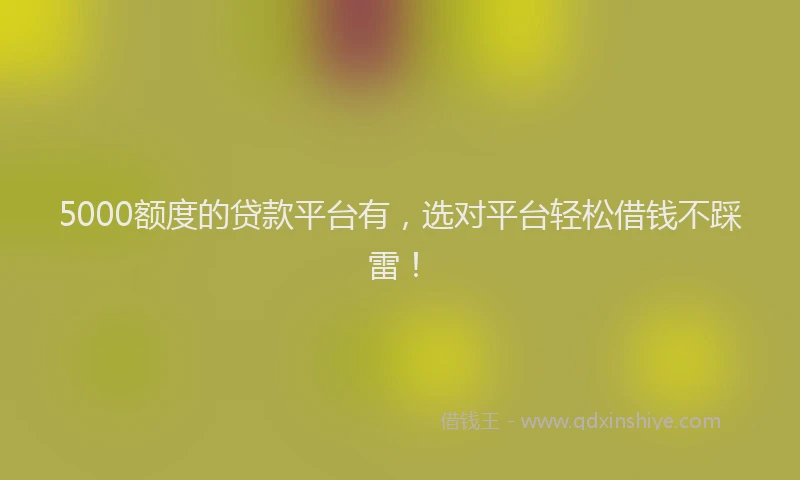 5000额度的贷款平台有，选对平台轻松借钱不踩雷！