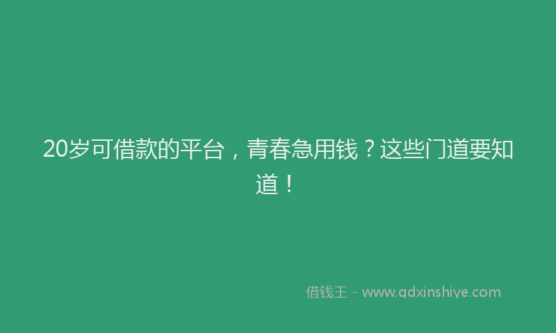 20岁可借款的平台，青春急用钱？这些门道要知道！