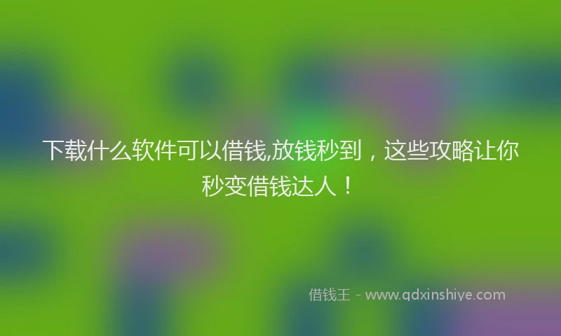 下载什么软件可以借钱,放钱秒到，这些攻略让你秒变借钱达人！