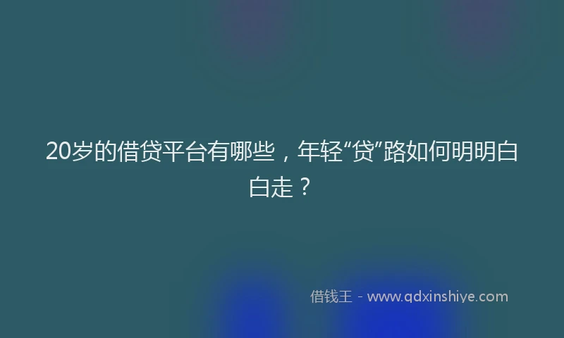 20岁的借贷平台有哪些，年轻“贷”路如何明明白白走？