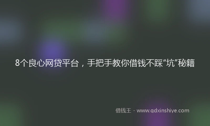 8个良心网贷平台，手把手教你借钱不踩“坑”秘籍