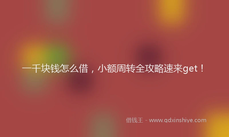 一千块钱怎么借，小额周转全攻略速来get！