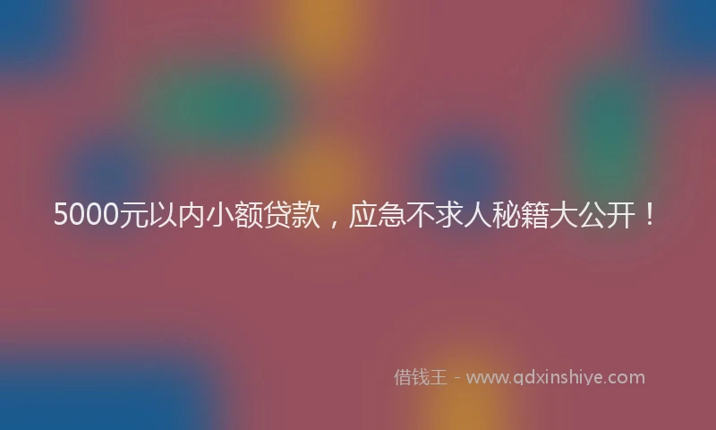 5000元以内小额贷款，应急不求人秘籍大公开！
