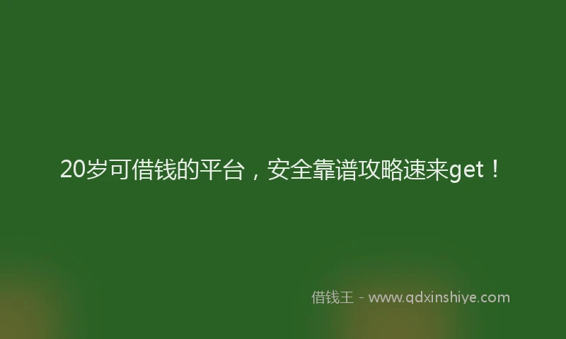 20岁可借钱的平台，安全靠谱攻略速来get！