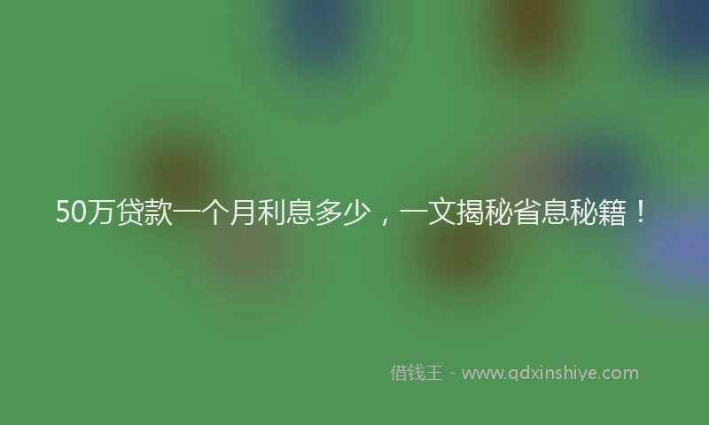 50万贷款一个月利息多少，一文揭秘省息秘籍！
