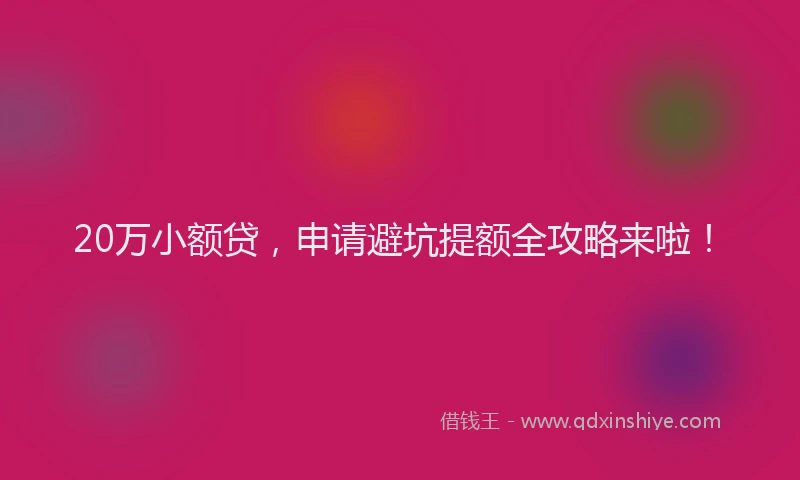 20万小额贷,申请避坑提额全攻略来啦!
