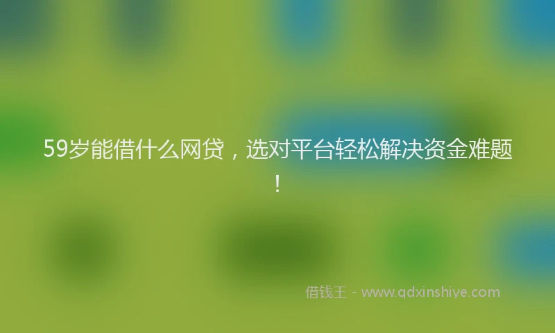 59岁能借什么网贷，选对平台轻松解决资金难题！