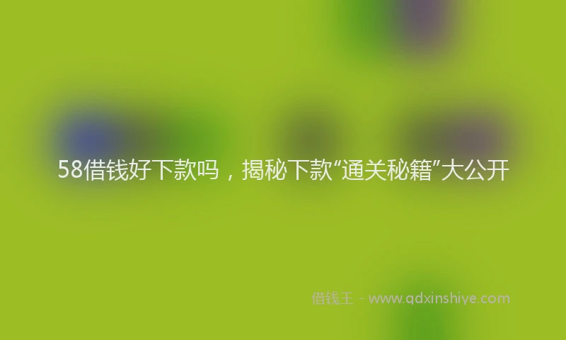 58借钱好下款吗,揭秘下款“通关秘籍”大公开