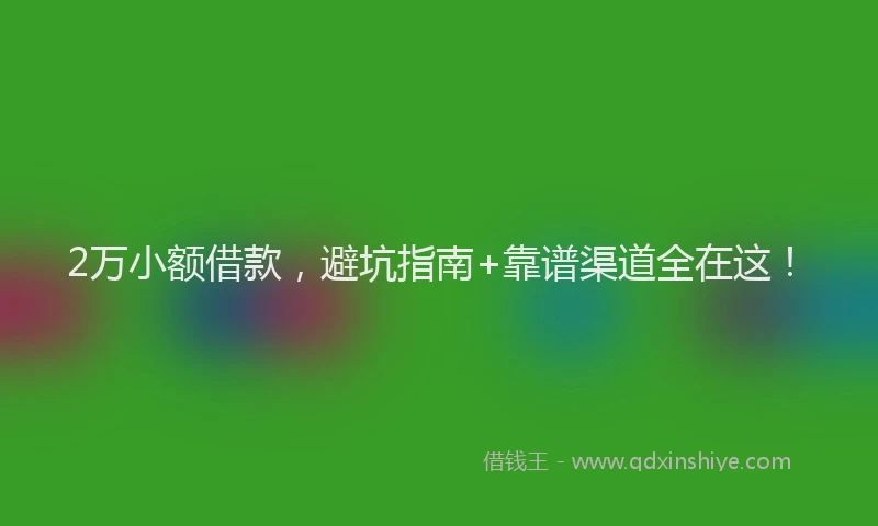 2万小额借款，避坑指南+靠谱渠道全在这！