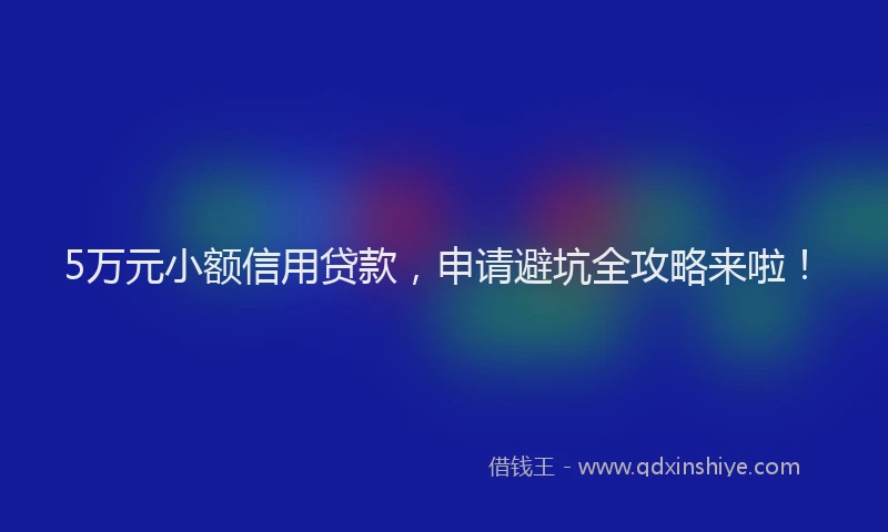 5万元小额信用贷款，申请避坑全攻略来啦！