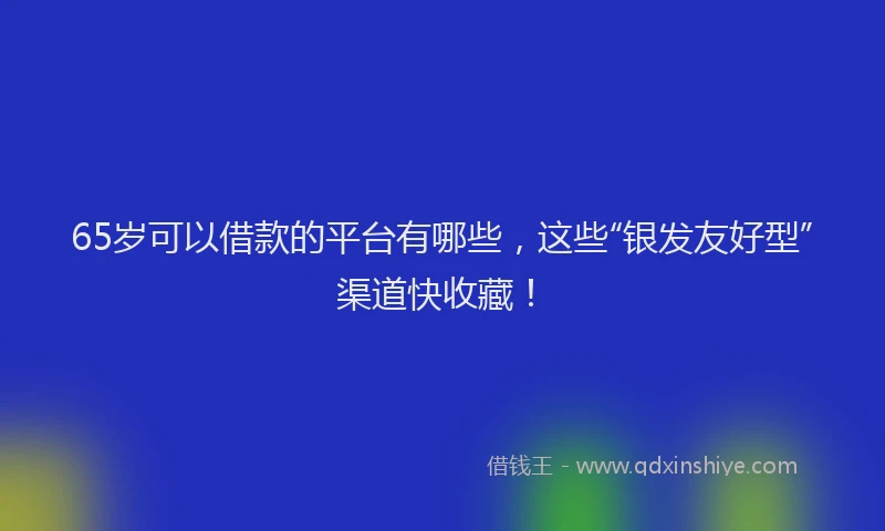 65岁可以借款的平台有哪些，这些“银发友好型”渠道快收藏！