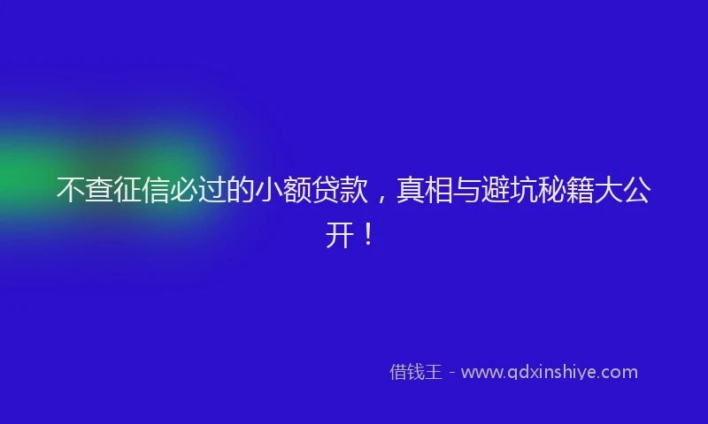 不查征信必过的小额贷款，真相与避坑秘籍大公开！