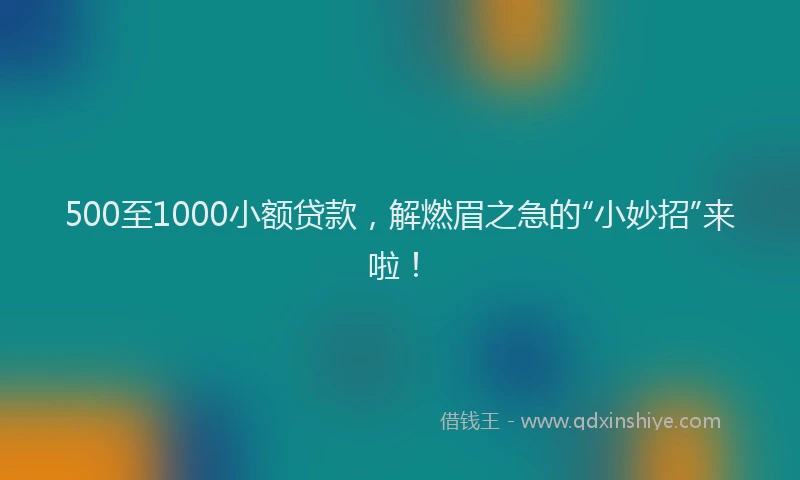 500至1000小额贷款，解燃眉之急的“小妙招”来啦！