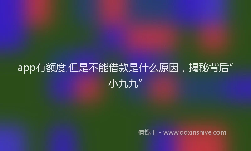 app有额度,但是不能借款是什么原因，揭秘背后“小九九”