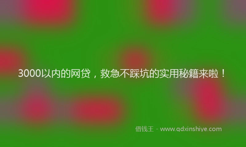 3000以内的网贷，救急不踩坑的实用秘籍来啦！