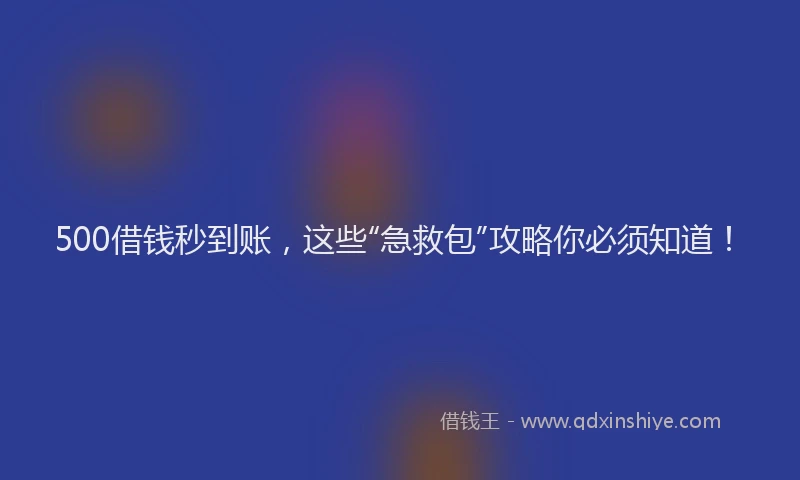 500借钱秒到账，这些“急救包”攻略你必须知道！