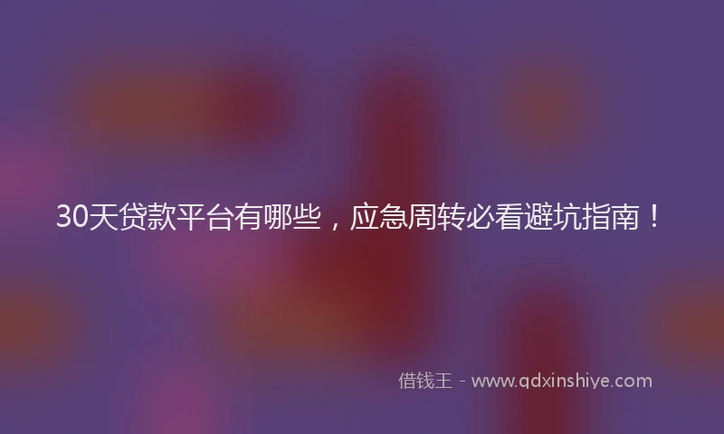 30天贷款平台有哪些，应急周转必看避坑指南！
