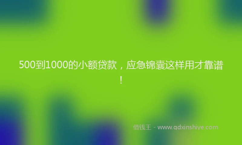 500到1000的小额贷款，应急锦囊这样用才靠谱！