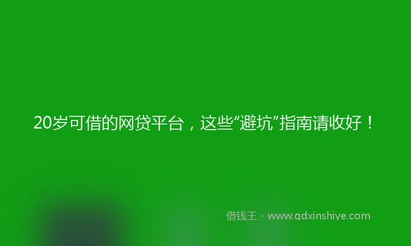 20岁可借的网贷平台，这些“避坑”指南请收好！