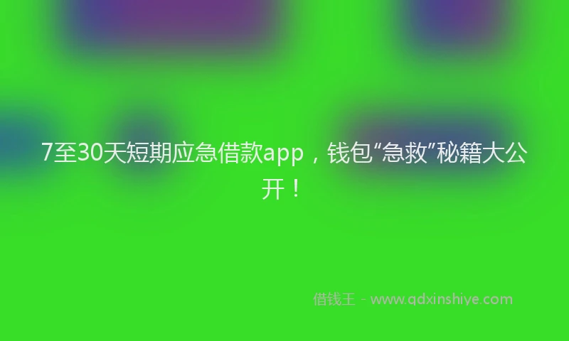 7至30天短期应急借款app，钱包“急救”秘籍大公开！