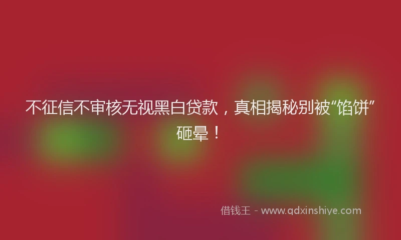 不征信不审核无视黑白贷款，真相揭秘别被“馅饼”砸晕！
