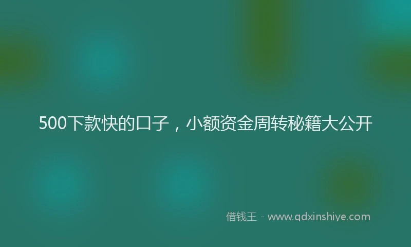 500下款快的口子，小额资金周转秘籍大公开