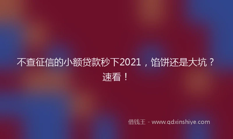 不查征信的小额贷款秒下2021，馅饼还是大坑？速看！