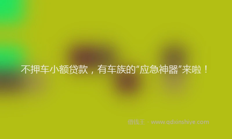 不押车小额贷款，有车族的“应急神器”来啦！