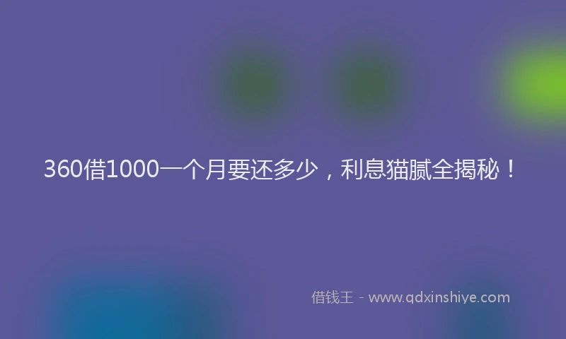 360借1000一个月要还多少，利息猫腻全揭秘！